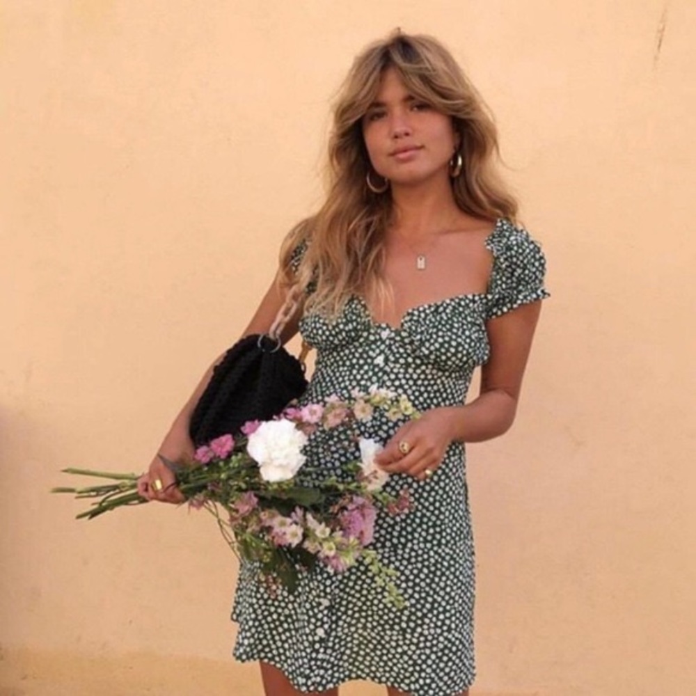 $85 bi0 With Jean Isabelle green dress xs